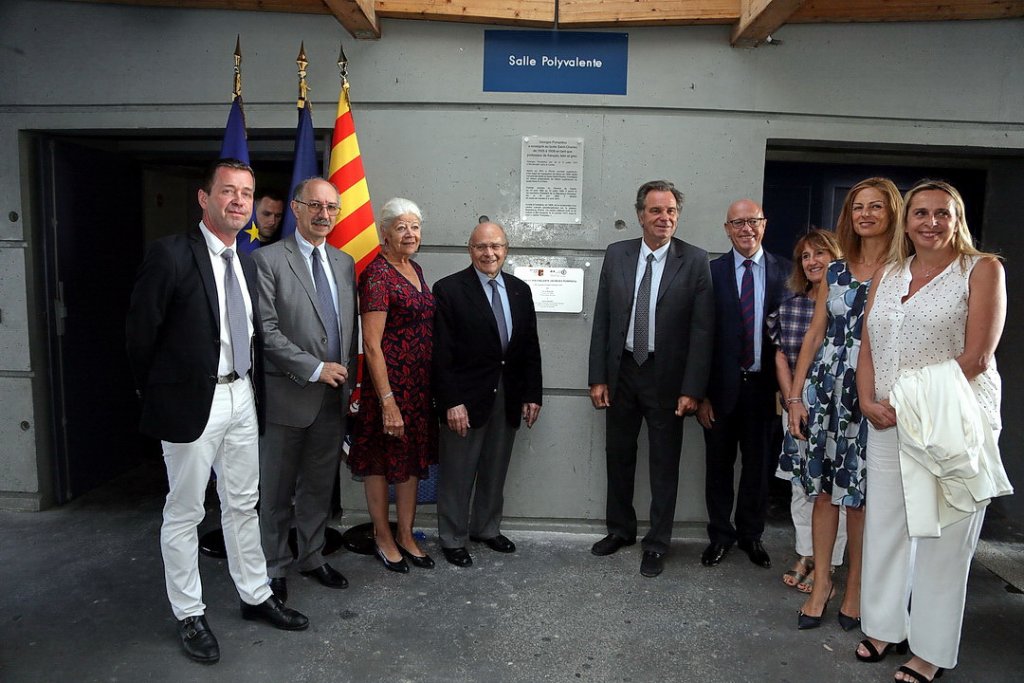 Renaud Muselier entouré d'Alain Pompidou et Bernard Beignier lors de l'inauguration de l'amphithéâtre "Georges Pompidou" (Photo Robert Poulain)