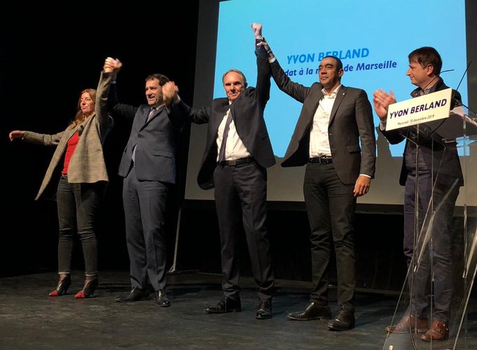 Yvon Berland entouré de Christophe Castaner, Cathy Racon-Bouzon et Saïd Ahamada (Photo DR/TYB)