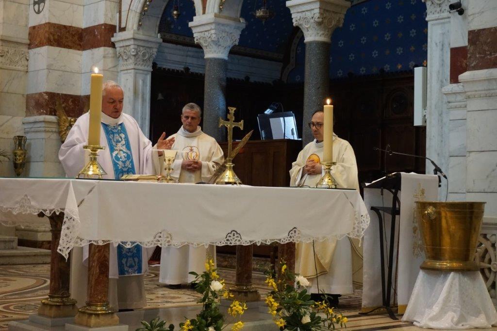 Mgr Aveline, archevêque de Marseille, lors de son homélie du 1er mai à Notre-Dame-de-la-Garde (Photo Diocèse de Marseille)