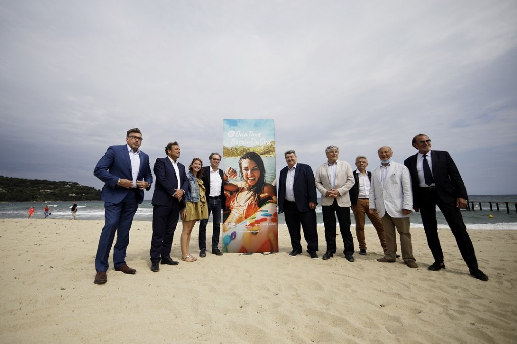 Lancement de la saison touristique, par Renaud Muselier accompagné d’élus du territoire et de nombreux professionnels du tourisme, sur les plages de Ramatuelle (83) encore désertées (Photo Florent Gardin)