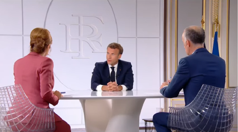 En ce 14-juillet "un peu particulier", le Président de la république a répondu aux questions de Léa Salamé et Gilles Bouleau (Photo capture d'écran)