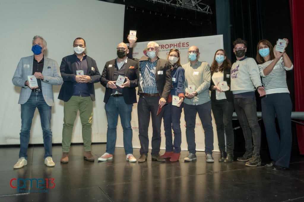 Les lauréats des Trophées entrepreneurs posititifs du Pays d’Aix, Salon, Arles et Arc-Sud Étang de Berre (Photo CPME13/D.R.)