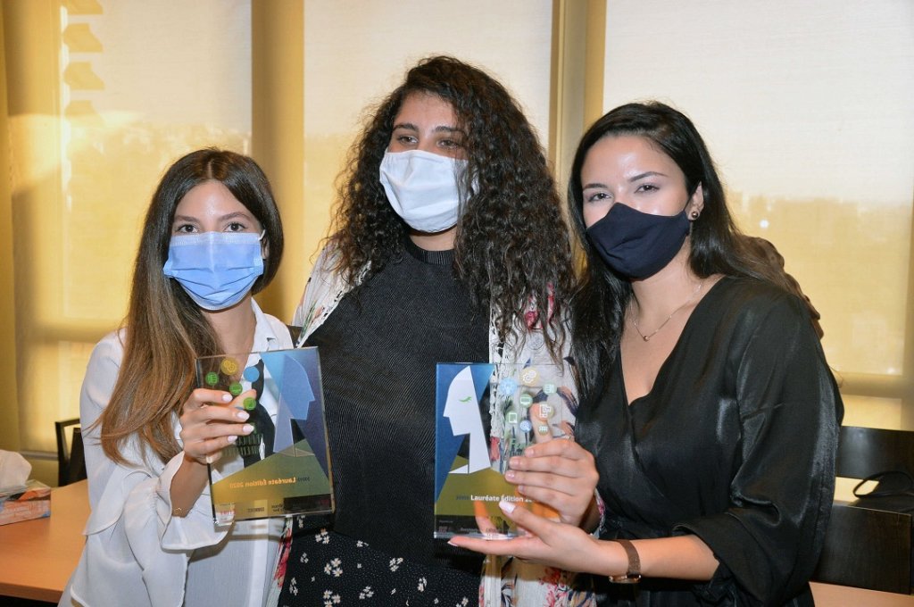 Gaëlle Fayad, Lina al Khouri (et sa co-équipière Marie Mouzawak) lauréates de FFE 2020. ©AUF