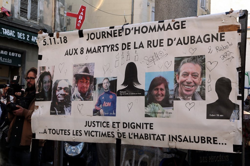 Les huit victimes d'un habitat indigne à la rue d'Aubagne située en plein coeur de Marseille (Photo archives Destimed/ Mireille Bianciotto)