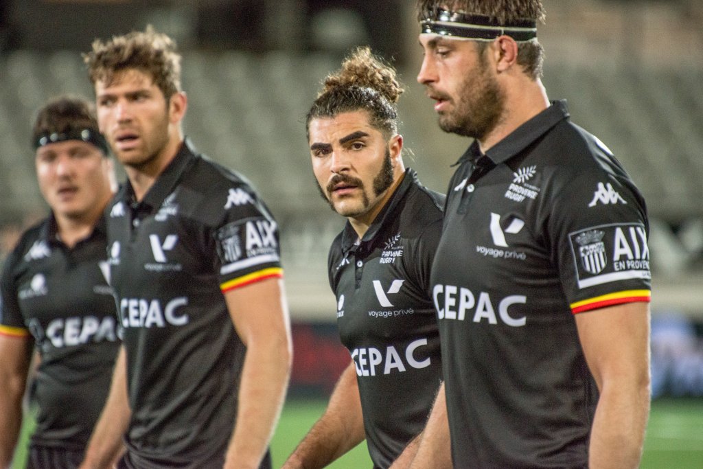 Guillaume Piazzoli, au centre, vient de signer son premier contrat pro avec Provence Rugby et débutera la rencontre face à Biarritz ce jeudi soir. (Photo Morgan Mirocolo)