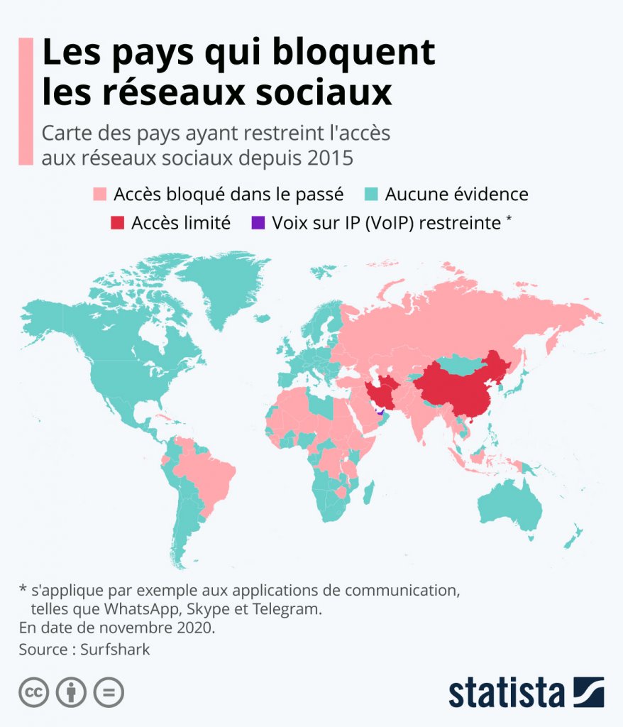 Carte des Réseaux Sociaux ©Statita