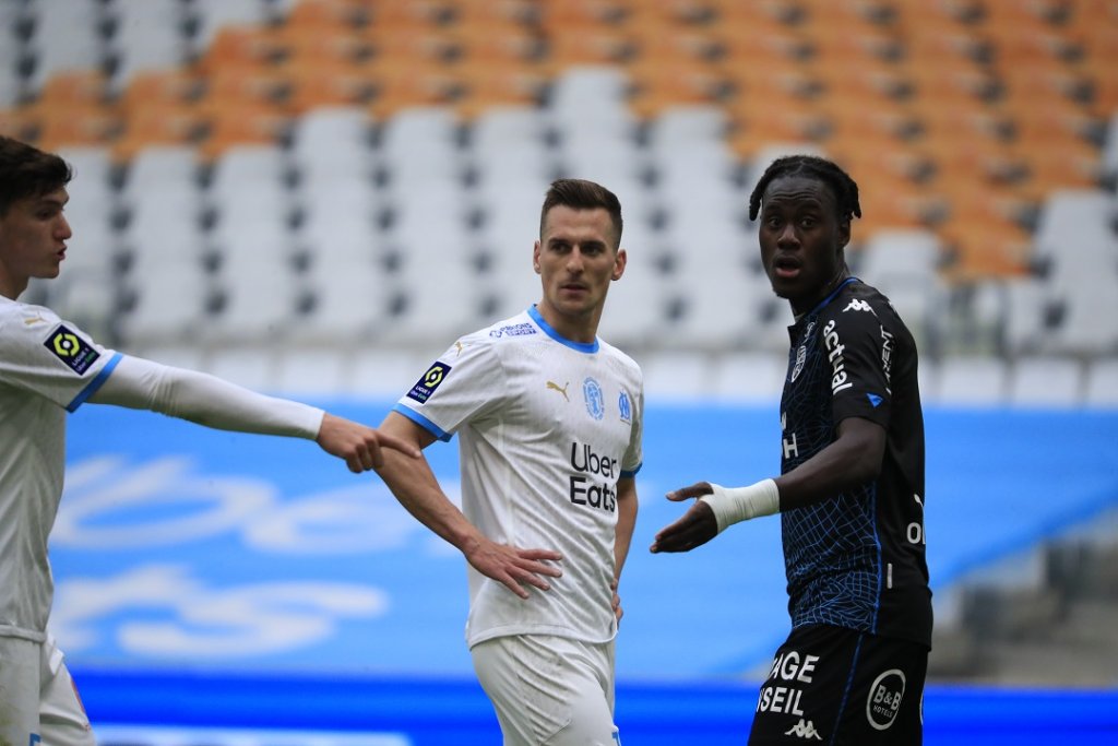 Le Polonais Arkadiusz Milik lors du match OM-Lorient le 17 avril au vélodrome (Photo Laurent Saccomano/Wallis.fr)