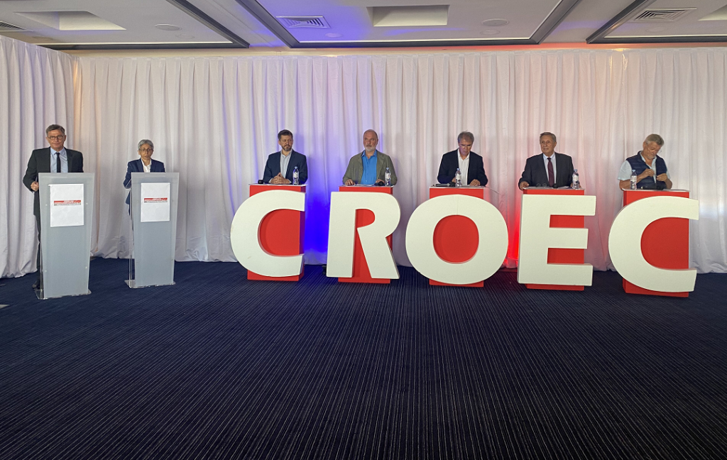 Colette Weizman aux côtés des candidats Franck Allisio, Hervé Guerrera, Jean-Marc Governatori, Bernard Kleynhoff et Caroll Boulanger ©M.A.