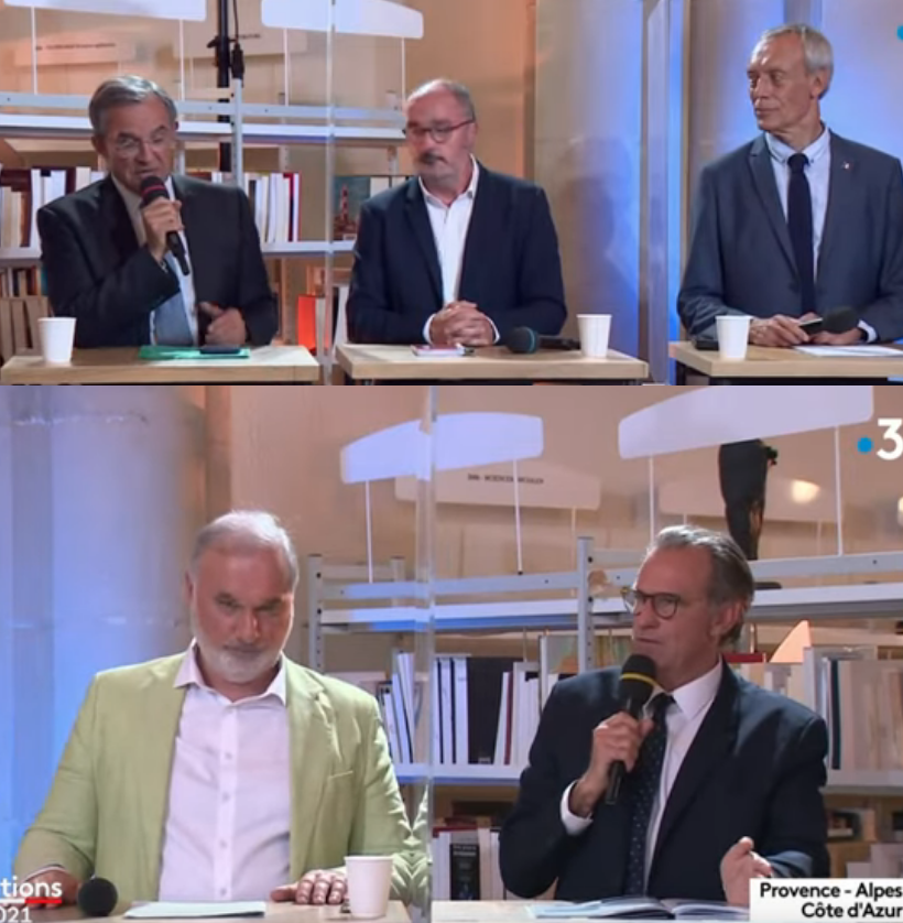 Cinq candidats reçus pour le 1er débat des régionales sur France 3 Provence-Alpes-Côte d'Azur (photo capture d'écran)