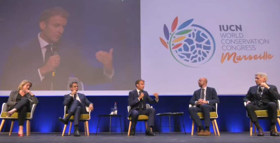 Emmanuel Macron au Congrès mondial de la nature à Marseille pour son lancement et en présence de Harrison Ford ©Destimed/MC