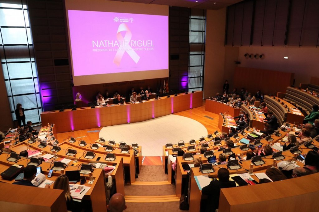 Mise à l'honneur d'octobre Rose dans l'hémicycle de l'hôtel du département ©Département13