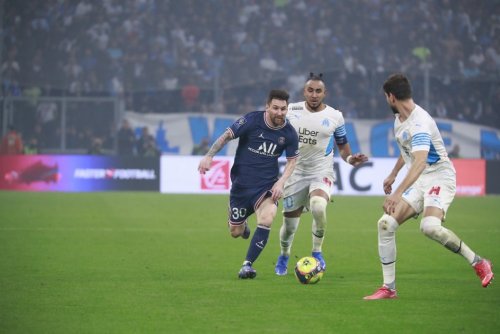 OM-PSG à l'Orange vélodrome ce 24 octobre - Ici Lionel Messi suivi par Dimitri Payet (Photo Laurent Saccomano/ Wallis. fr)