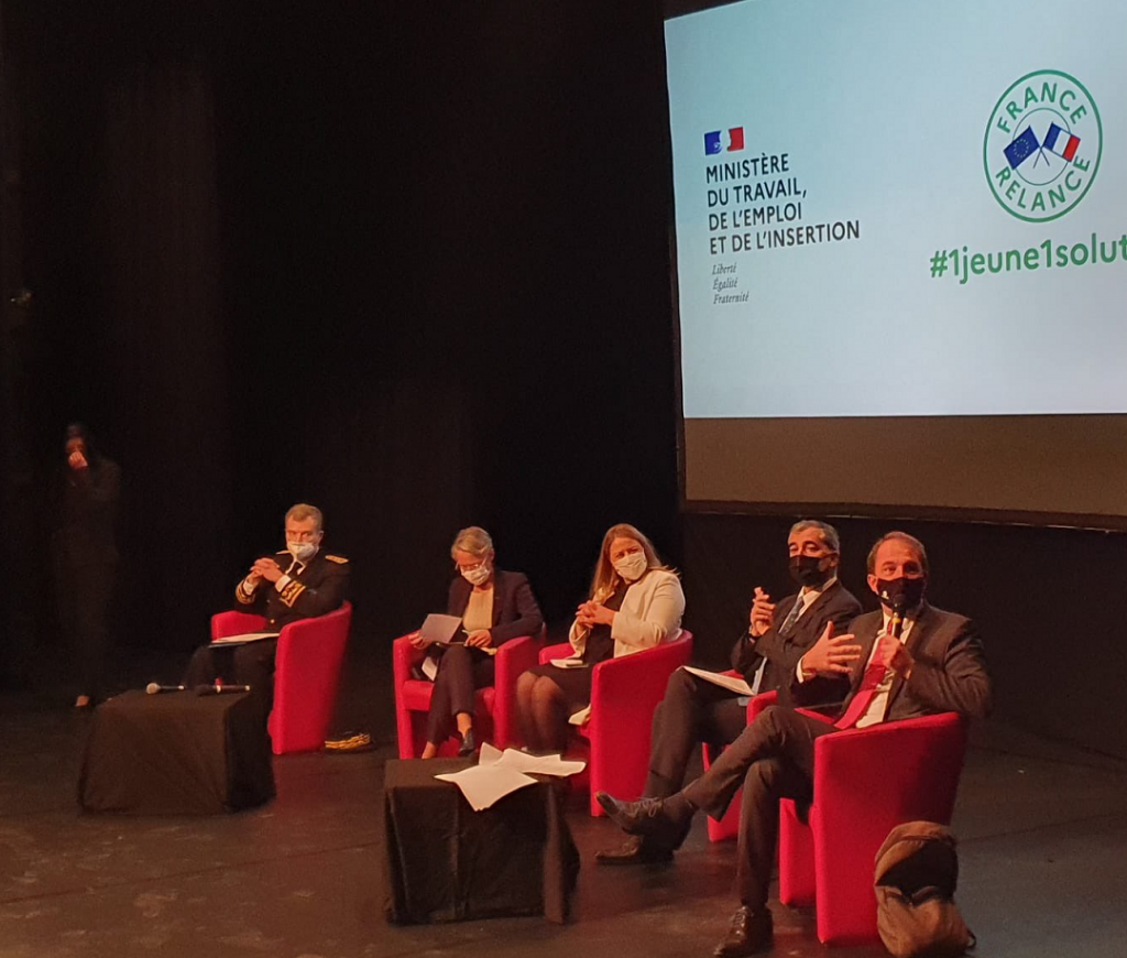 Christophe Mirmand, Elisabeth Borne, Nadia Hai, laurent Carrié,Thibaut Guilluy à Friche la Belle de Mai pour la désignation "des Carrefours de l'Entrepreneuriat" et "Capital Jeunes Créateurs" ©DR