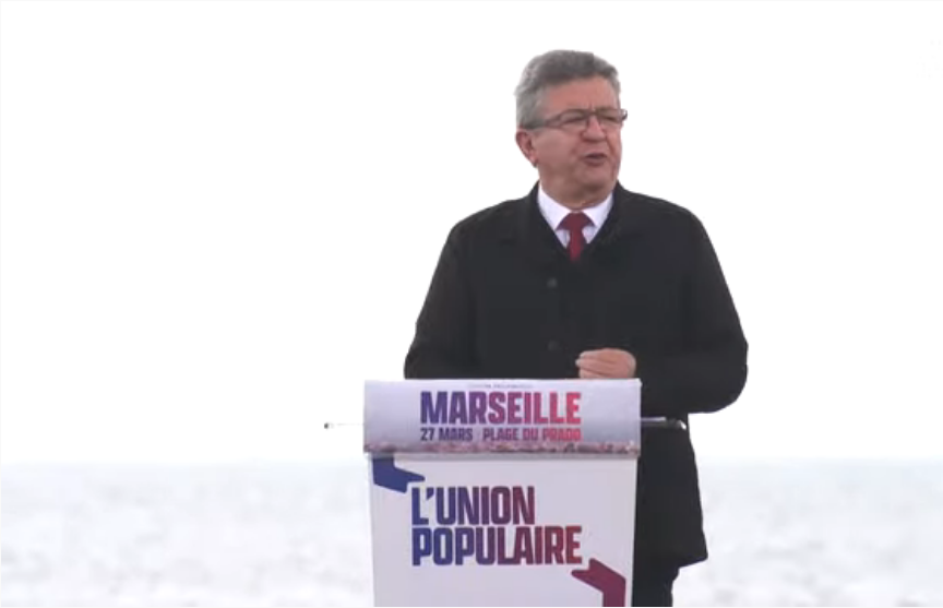 Jean-Luc Mélenchon en meeting à Marseille (Photo capture d'écran)