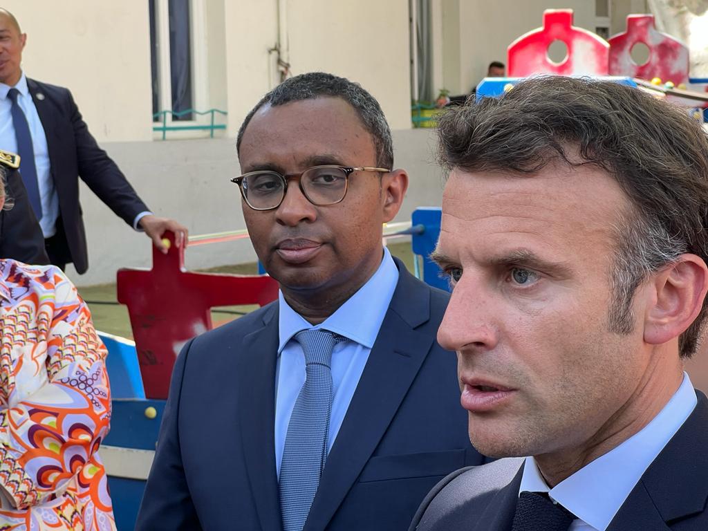 Emmanuel Macron et le ministre de l'Education nationale Pap Ndiaye © Joël Barcy