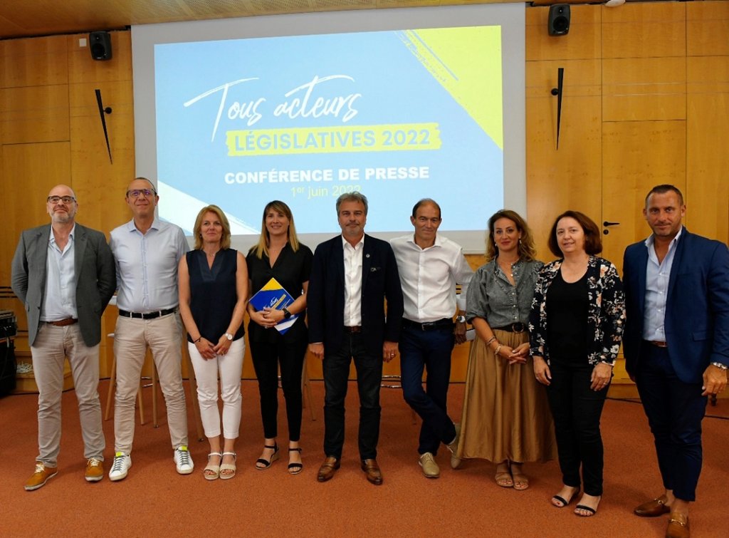 De gauche à droite: Maurice Wolff, membre élu de la CCIAMP, Daniel Salenc, Anabelle Raffin, Julie Brescia Carcassonne, Jean-Luc Chauvin, Christian Cortambert, Aurélie Midani, Corinne Innesti, Alain Mistre © Claude Almodovar