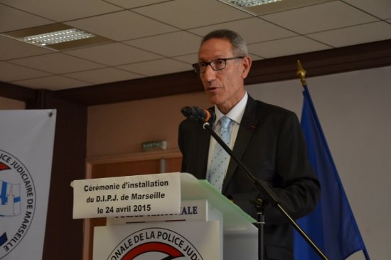 Éric Arella lors de son installation en 2015 dans ses fonctions de Directeur interrégional de la police judiciaire de Marseille (Photo archives Destimed)