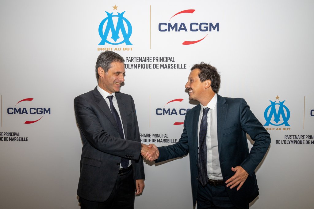 Rodolphe Saadé, PDG de CMA CGM et Pablo Longoria, président de l'OM © CMA CGM