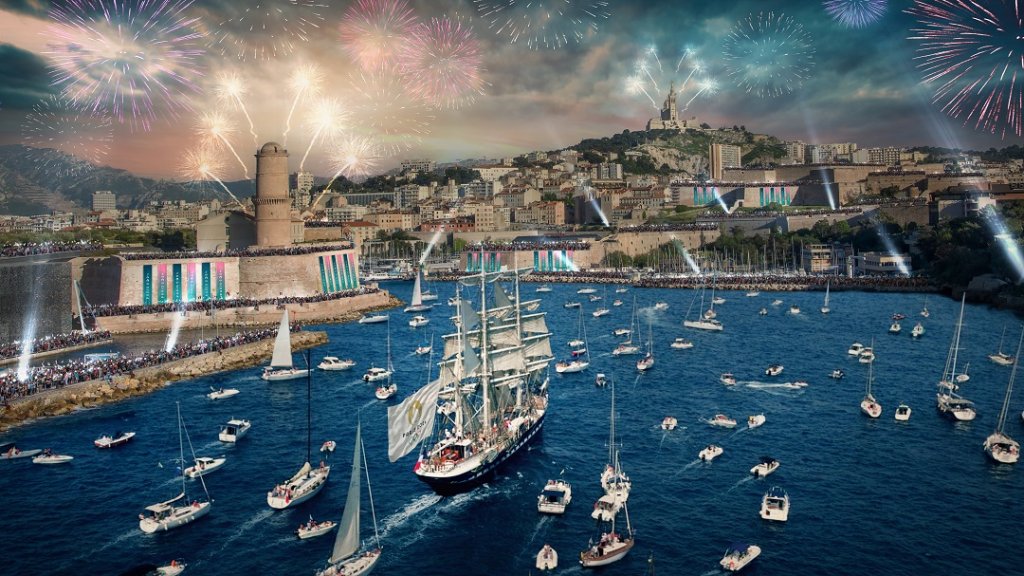 Arrivée du Belem à Marseille avec à son bord la flamme olympique © Paris 2024