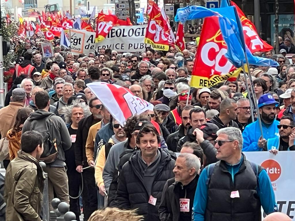 L'intersyndicale appelle à une 9e journée de mobilisation ce jeudi 23 mars (Photo Joël Barcy)