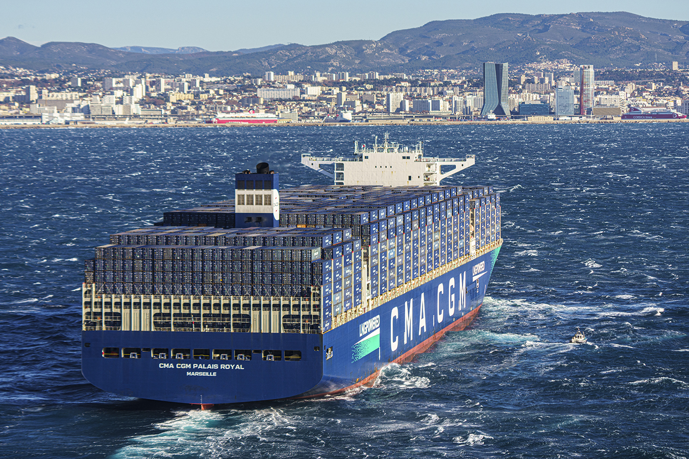 Le Palais Royal est le plus grand porte-conteneurs propulsé au gaz naturel liquéfié au monde ©CMA CGM